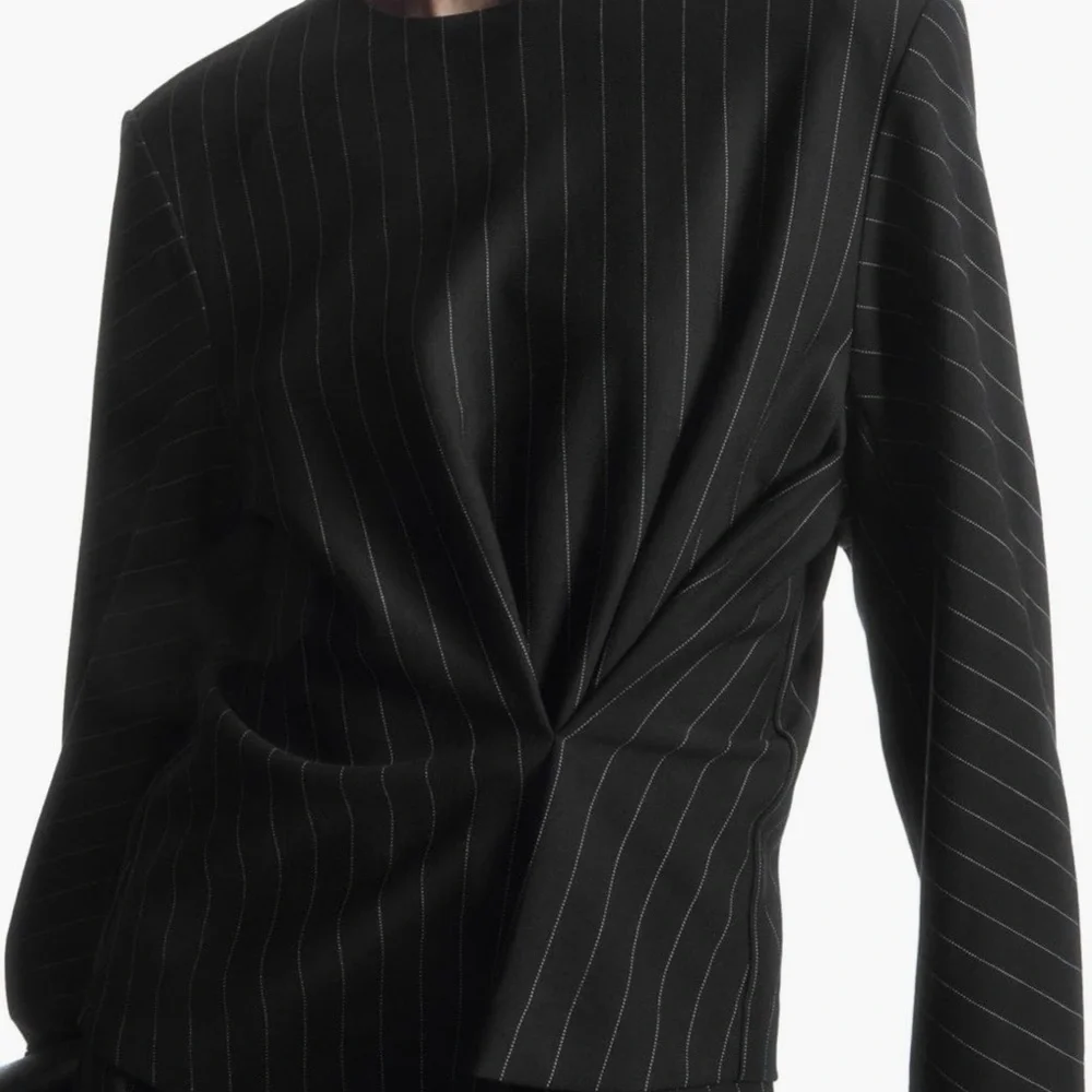 COS Black Pinstripe Asymmetric Top.  Size M (10-12 USA) - Picture 3 of 3